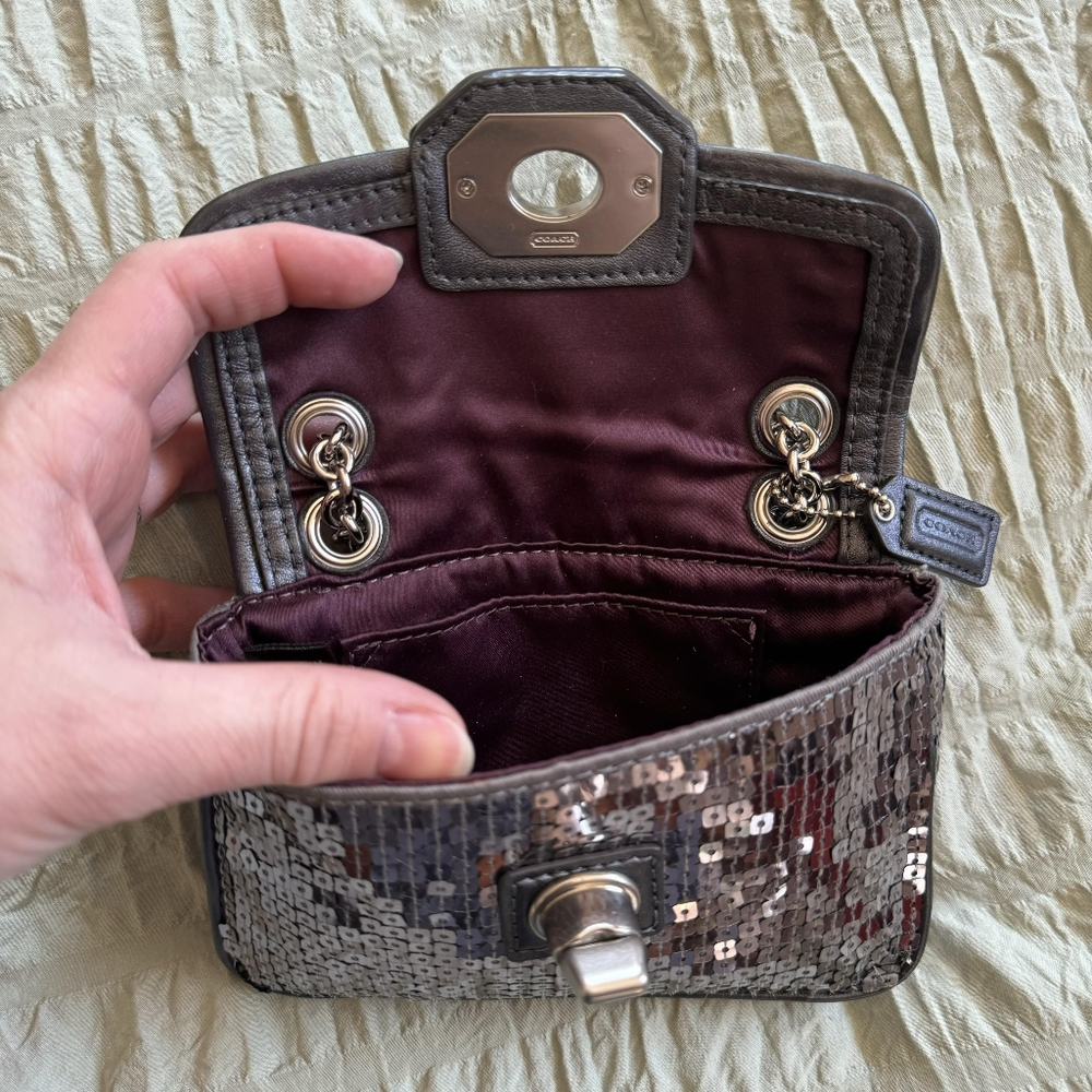COACH SMALL SEQUIN TURNLOCK CROSSBODY - Picture 11 of 13